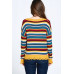Multi-colored Variegated Striped Knit Sweater