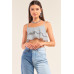 White And Navy Sleeveless Polka Square Layered Smock Back Cropped Top
