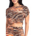 Zebra Print Crop Top And Palazzo Pants Set