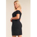 Plus Size Fitted Off-the-shoulder Front Zipper Bodycon Mini Dress