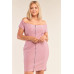 Plus Size Fitted Off-the-shoulder Front Zipper Bodycon Mini Dress