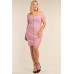 Plus Size Fitted Off-the-shoulder Front Zipper Bodycon Mini Dress