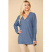 Waffle Knit And Woven Print Mixed Hi Low Flowy Tunic Top