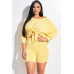 Solid French Terry Tie Front Off The Shoulder Slouchy Top And Shorts Two Piece Set