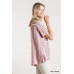Horizontal And Vertical Striped Short Folded Sleeve Top With High Low Hem