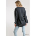 Confetti Detailed Long Puff Sleeve Babydoll Top With Button Front And Raw Hem