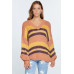 V-neck Cozy Thick Knit Stripe Pullover Sweater
