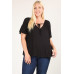 Plus Size Solid Top With A Necktie, Pleated Detail, And Flutter Sleeves