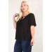 Plus Size Solid Top With A Necktie, Pleated Detail, And Flutter Sleeves