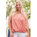 Front Surplice Pleats Back Shirring Solid Cami Top