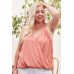 Front Surplice Pleats Back Shirring Solid Cami Top