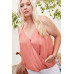 Front Surplice Pleats Back Shirring Solid Cami Top