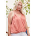 Front Surplice Pleats Back Shirring Solid Cami Top