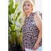 Plus Size Round Neck Back Button Leopard Print Top