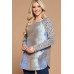 Plus Size French Terry Tie Dye Casual Color Block Top