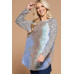 Plus Size French Terry Tie Dye Casual Color Block Top