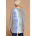 Plus Size French Terry Tie Dye Casual Color Block Top