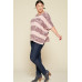 Stripe Printed Pleated Blouse Featuring A Boat Neckline And 1/2 Sleeves