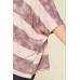 Stripe Printed Pleated Blouse Featuring A Boat Neckline And 1/2 Sleeves