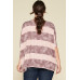 Stripe Printed Pleated Blouse Featuring A Boat Neckline And 1/2 Sleeves