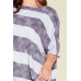 Stripe Printed Pleated Blouse Featuring A Boat Neckline And 1/2 Sleeves