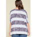 Stripe Printed Pleated Blouse Featuring A Boat Neckline And 1/2 Sleeves