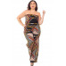 Abstract Print Tupbe Top Plus Size Jumpsuit