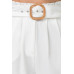 A Solid Pant Featuring Paperbag Waist With Rattan Buckle Belt