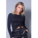 Long Sleeve Round Neck Side Ruched Top