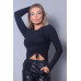 Long Sleeve Round Neck Side Ruched Top