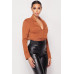 Deep-v Cropped Power Shoulder Blazer Bodysuit