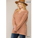 Two-tone Ribbed Tunic Top With Side Slits