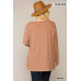 Two-tone Ribbed Tunic Top With Side Slits