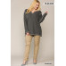 Two-tone Ribbed Tunic Top With Side Slits
