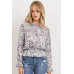 Ruffled Waist Drop Shoulder Long Sleeve Top