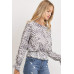 Ruffled Waist Drop Shoulder Long Sleeve Top