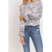 Ruffled Waist Drop Shoulder Long Sleeve Top