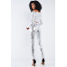 Metallic Small Scales Print Long Sleeve Off-the-shoulder Cropped Top And High Waist Slim Fit Legging Set