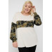 Round Neckline Contrast Print Top