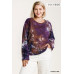 French Terry Tie-dye Raglan Long Sleeve Top With Raw Hem