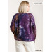 French Terry Tie-dye Raglan Long Sleeve Top With Raw Hem