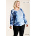 Tie-dye Button Front Long Raglan Sleeve Top With Raw Hem