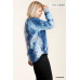 Tie-dye Button Front Long Raglan Sleeve Top With Raw Hem