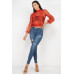 Lace Trim Balloon Sleeve Smocked Top