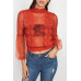 Lace Trim Balloon Sleeve Smocked Top