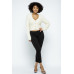 Eyelash Knit Cropped Cardigan With Pearl Button Details