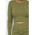 Knit Long Sleeve Cropped Top Knit High-waist Biker Shorts Set