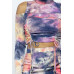 Tie Dye Open Shoulder Long Sleeve Top And Matching Skirt W Ruching Details
