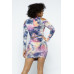 Tie Dye Open Shoulder Long Sleeve Top And Matching Skirt W Ruching Details