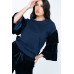 Tiered Velvet Ruffle Sleeve Pullover Crewneck Top
